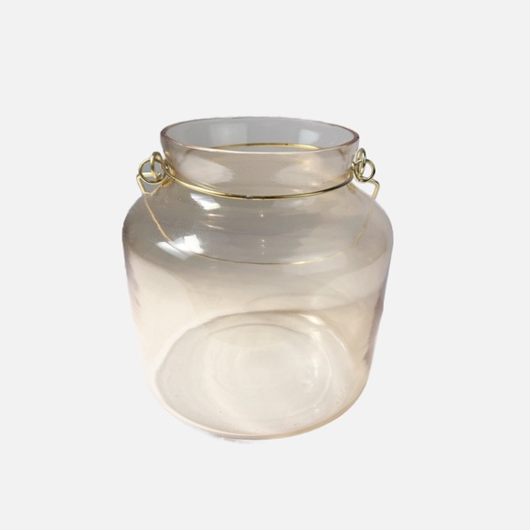 Gold Glass Gold Hanging Latern Vase Candle Holder 4.5” x 5.5” - Picture 2 of 8